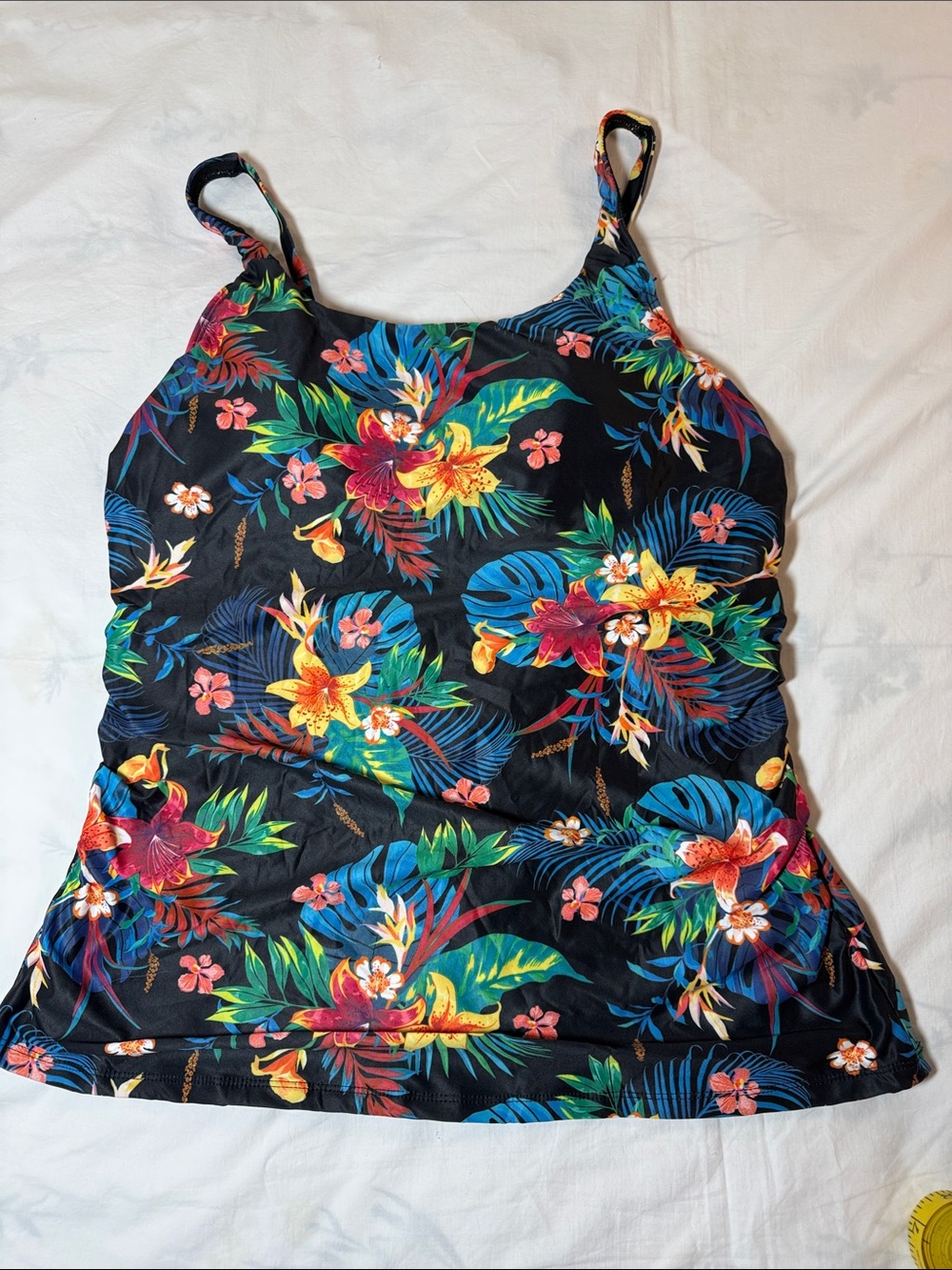 Woman’s Floral Tropical Tankini Top - Black Multi NWT